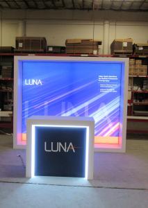 VK-1340 Custom Wood Lightbox with Tension Fabric Graphic and MOD-1563 Counter with LED Lights and Locking Storage